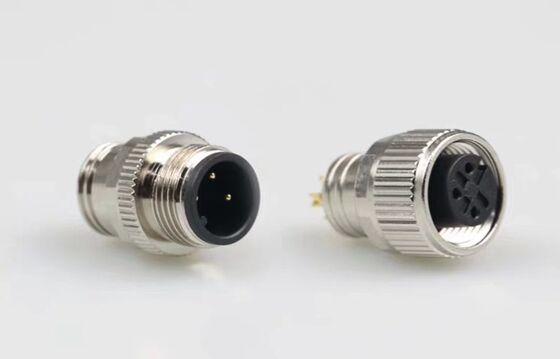 M12 connector, integral non-detachable, shielded, solder-type, waterproof male and female, 4-core, 5-core, 8-core, 12-core